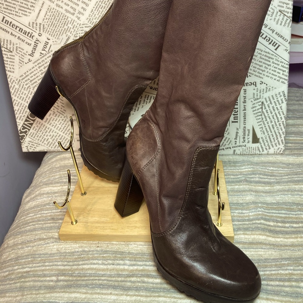 COPY - NWOT Tory Burch Coconut Brown Leather 4-inch Heeled Boots in size 11 Wom…